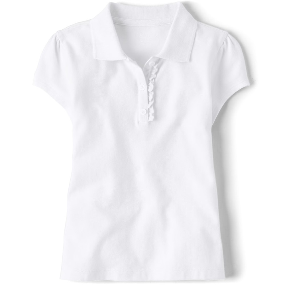 Girls Uniform Ruffle Pique Polo - white  The Children’s Place